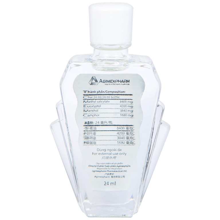 Dầu gió lăn Red Lion Medicated Oil White Agimexpharm ấm da vùng xoa, sử dụng massage hỗ trợ thư giãn (24ml)