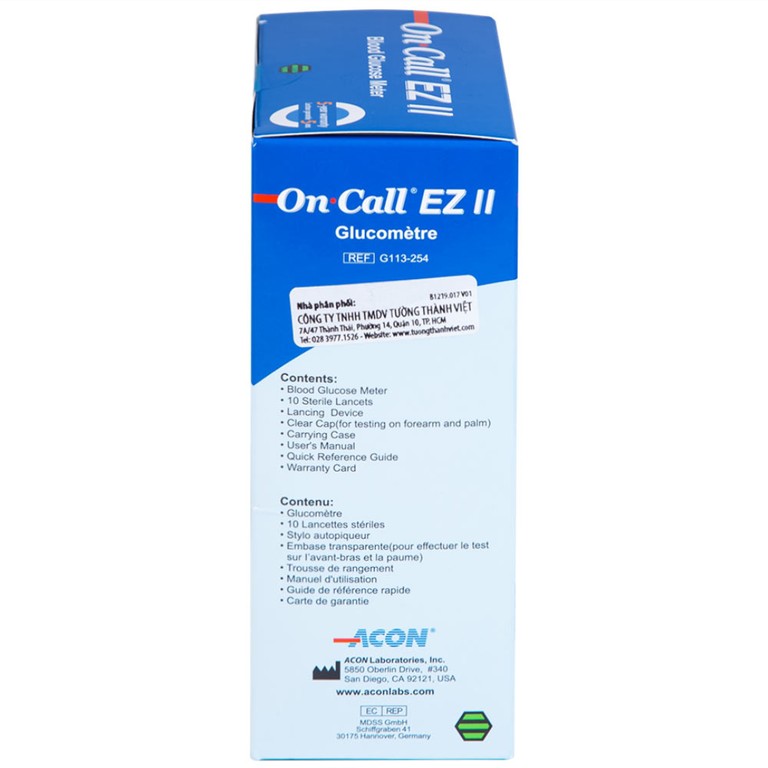 Máy đo đường huyết On Call Ez II ACON thiết kế gọn nhẹ, thao tác sử dụng đơn giản