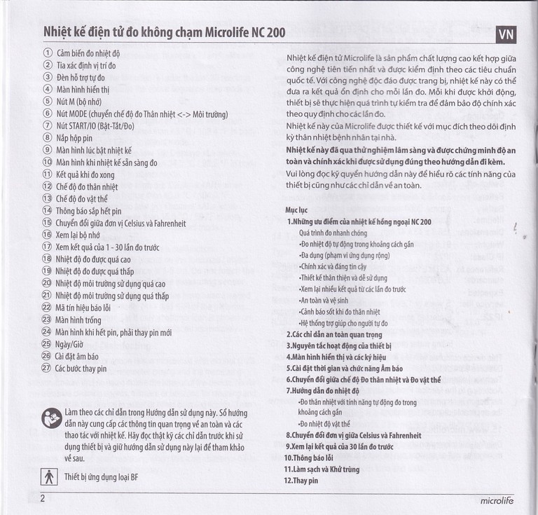 Nhiệt kế hồng ngoại đo trán Microlife NC200 không cần tiếp xúc, cho kết quả sau 1 giây
