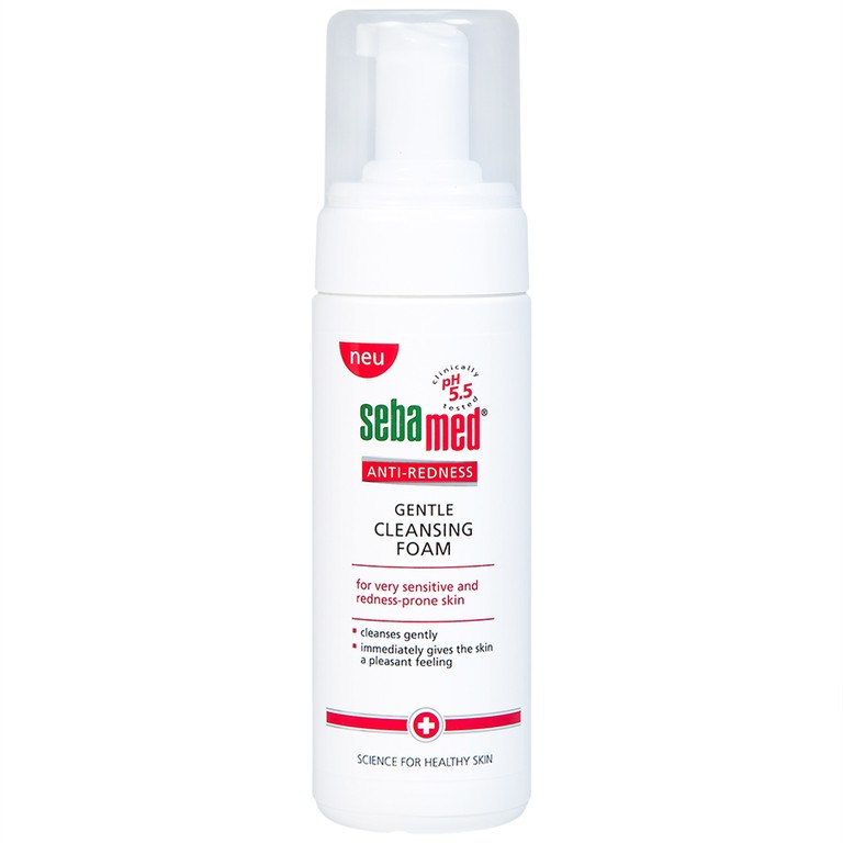 Sữa rửa mặt bọt Anti-Redness Gentle Cleansing Foam Sebamed cho da siêu nhạy cảm, phục hồi biến chứng da (150ml)