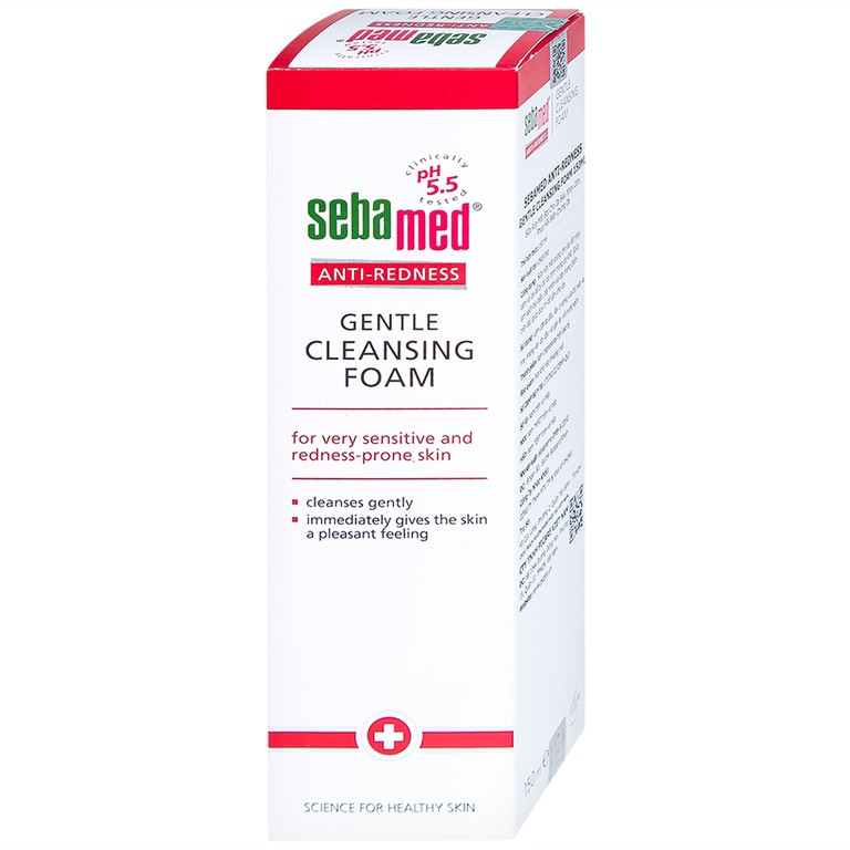 Sữa rửa mặt bọt Anti-Redness Gentle Cleansing Foam Sebamed cho da siêu nhạy cảm, phục hồi biến chứng da (150ml)