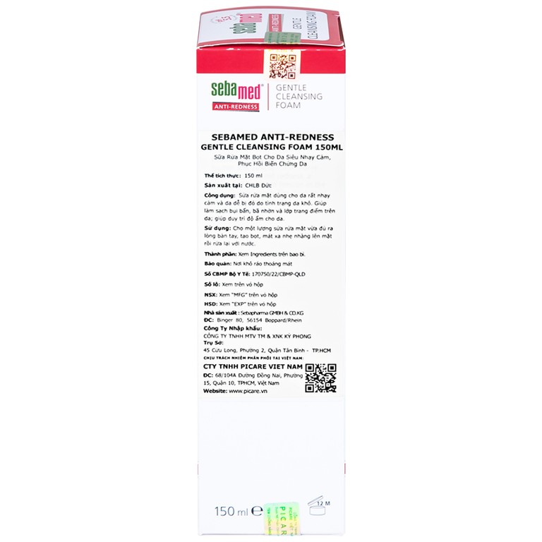 Sữa rửa mặt bọt Anti-Redness Gentle Cleansing Foam Sebamed cho da siêu nhạy cảm, phục hồi biến chứng da (150ml)