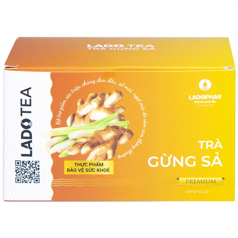 Trà Gừng Sả Premium Ladophar (20 túi lọc x 2g)