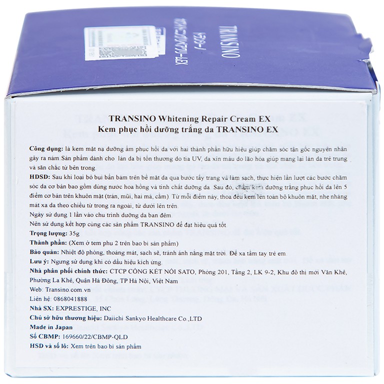 Kem dưỡng trắng da Transino Whitening Repair Cream EX hỗ trợ cải thiện tình trạng nám (35g)