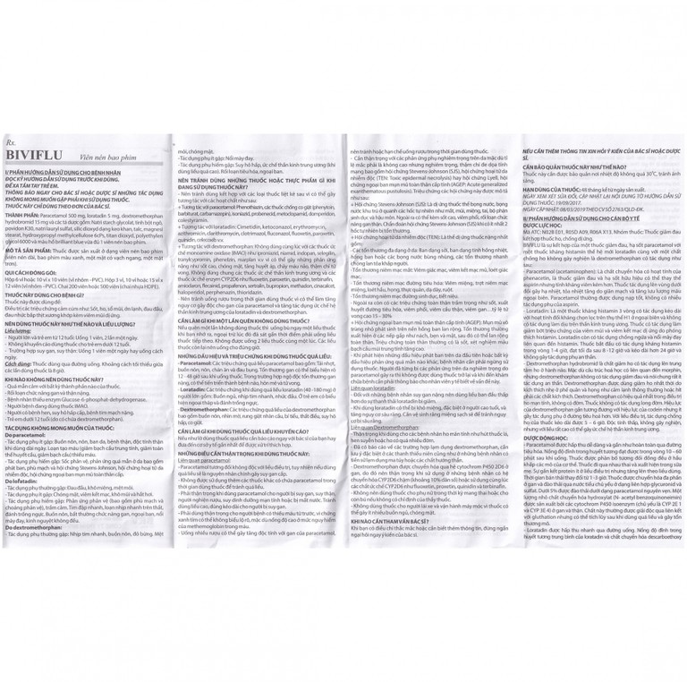 Thuốc Biviflu BRV điều trị các triệu chứng cảm cúm (10 vỉ x 12 viên)