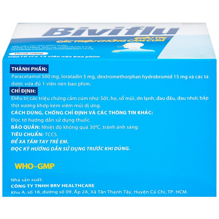 Thuốc Biviflu BRV điều trị các triệu chứng cảm cúm (10 vỉ x 12 viên)
