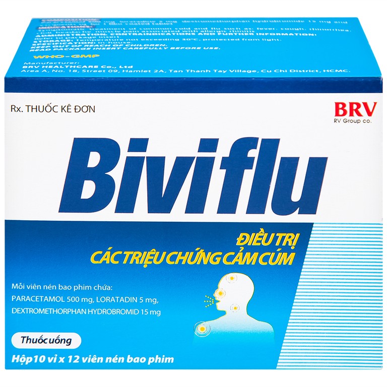 Thuốc Biviflu BRV điều trị các triệu chứng cảm cúm (10 vỉ x 12 viên)