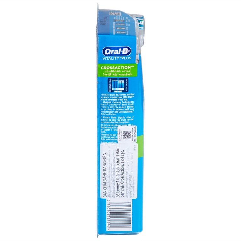 Bàn chải đánh răng điện Oral-B Vitality Crossaction Blue làm sạch mảng bám trên răng