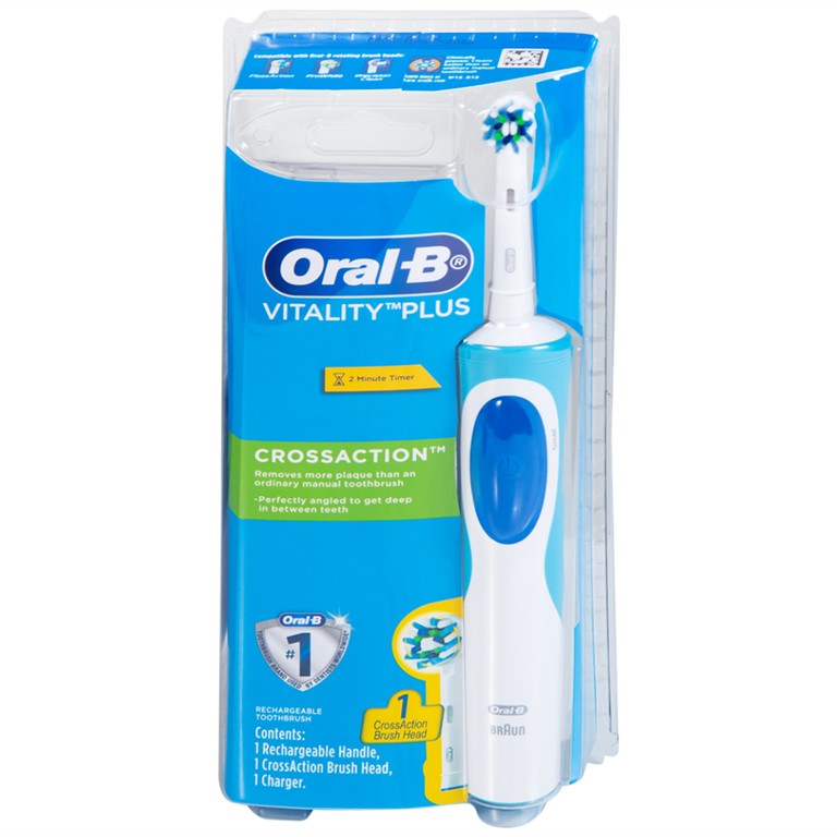 Bàn chải đánh răng điện Oral-B Vitality Crossaction Blue làm sạch mảng bám trên răng