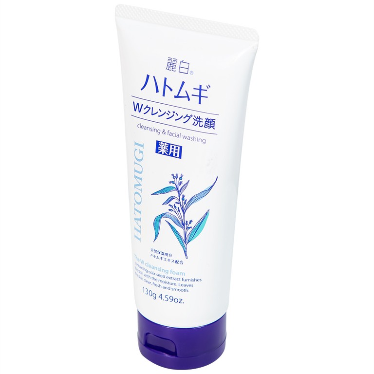 Sữa rửa mặt tẩy trang Reihaku Hatomugi W Cleansing Foam làm sạch tế bào chết, dưỡng ẩm (130g)