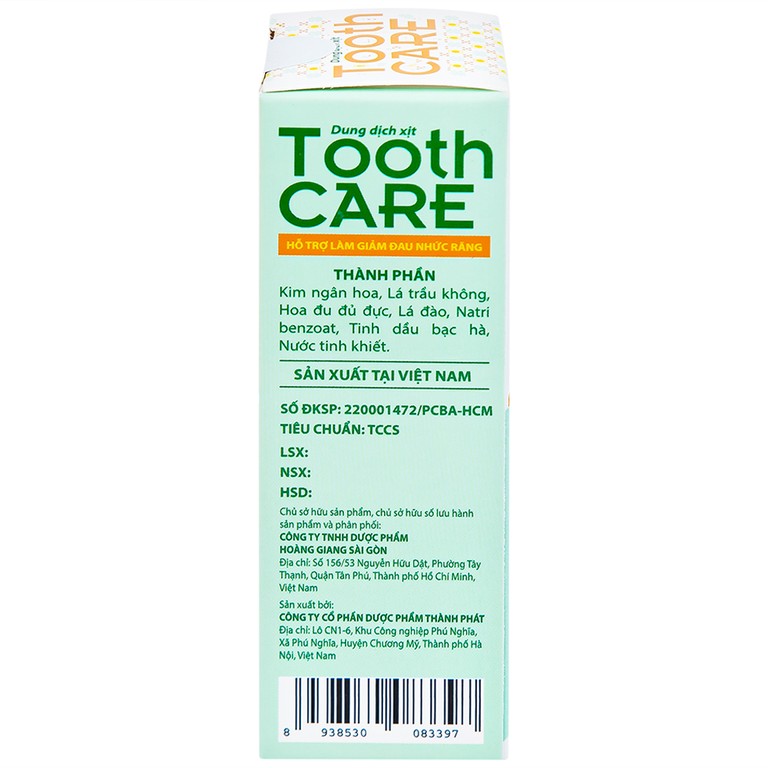 Dung dịch xịt Tooth Care hỗ trợ giảm đau nhức răng (20ml)