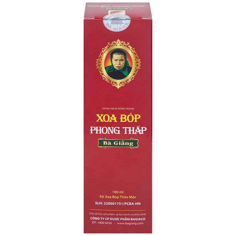 Xịt xoa bóp phong thấp Bà Giằng 100ml giảm triệu chứng phong thấp, đau gân cơ khớp