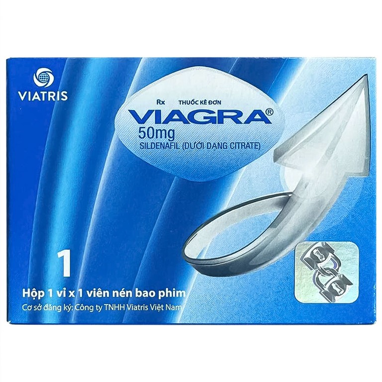Thuốc Viagra 50mg Viatris điều trị rối loạn cương dương (1 vỉ x 1 viên)