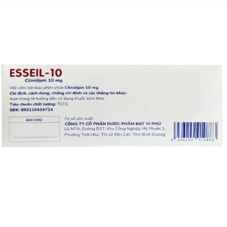 Thuốc Esseil-10 Davipharm điều trị tăng huyết áp (10 vỉ x 10 viên)