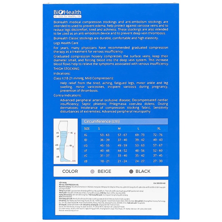 Vớ y khoa Compression I AG BioHealth tăng lưu thông máu, giảm tình trạng phù nề (Màu da - Size M)