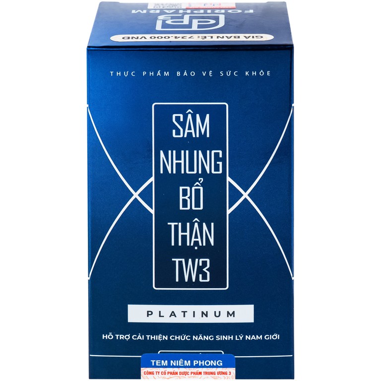 Sâm Nhung Bổ Thận TW3 Platinum hỗ trợ bổ thận tráng dương (60 viên)