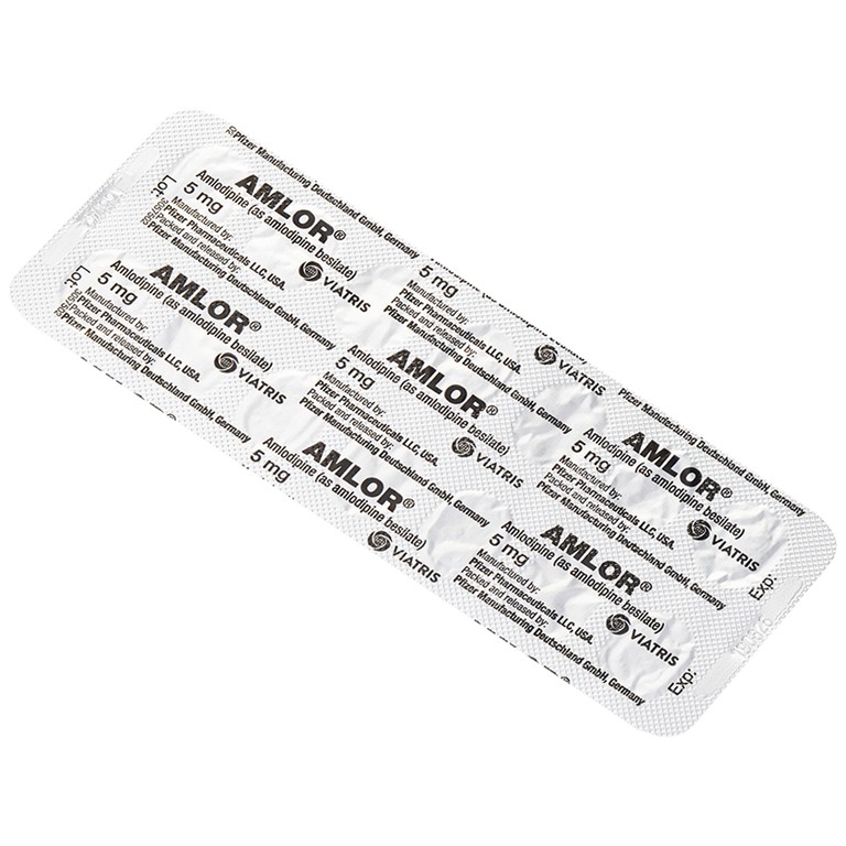 Thuốc Amlor 5mg Tablets Viatris điều trị tăng huyết áp, đau thắt ngực (3 vỉ x 10 viên)