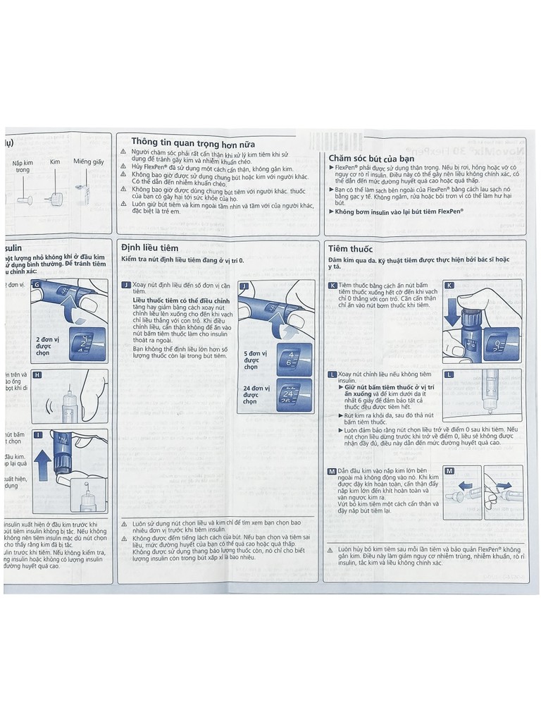 Bút tiêm NovoMix 30 FlexPen Novo Nordisk điều trị đái tháo đường (5 cây x 3ml)