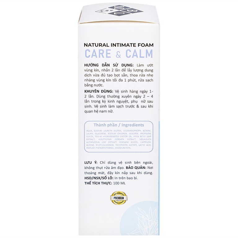 Dung dịch vệ sinh phụ nữ dạng bọt Daily Lady Care và Calm kháng viêm, giảm đau rát (100ml)