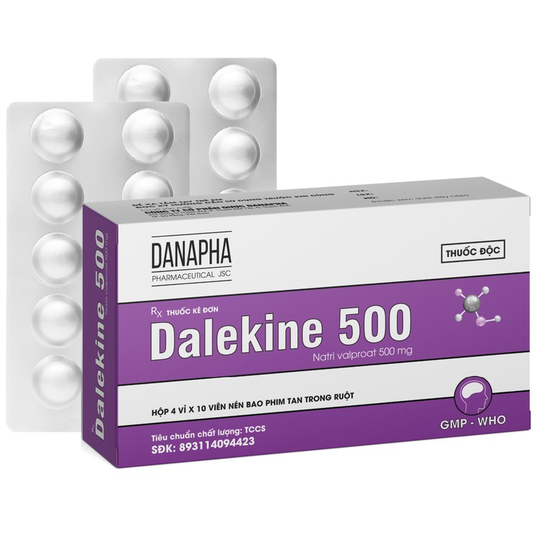 Thuốc Dalekine 500mg Danapha điều trị động kinh (4 vỉ x 10 viên)