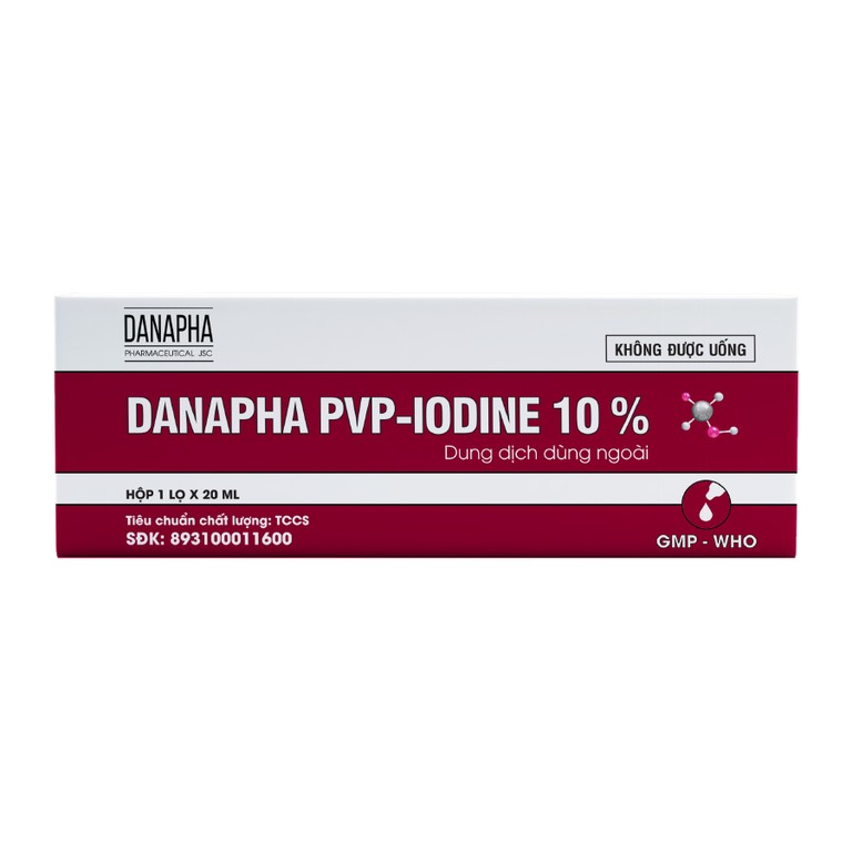 Dung dịch PVP - IODINE 10% Danapha sát trùng vết thương hoặc vết bỏng bề mặt (20ml)