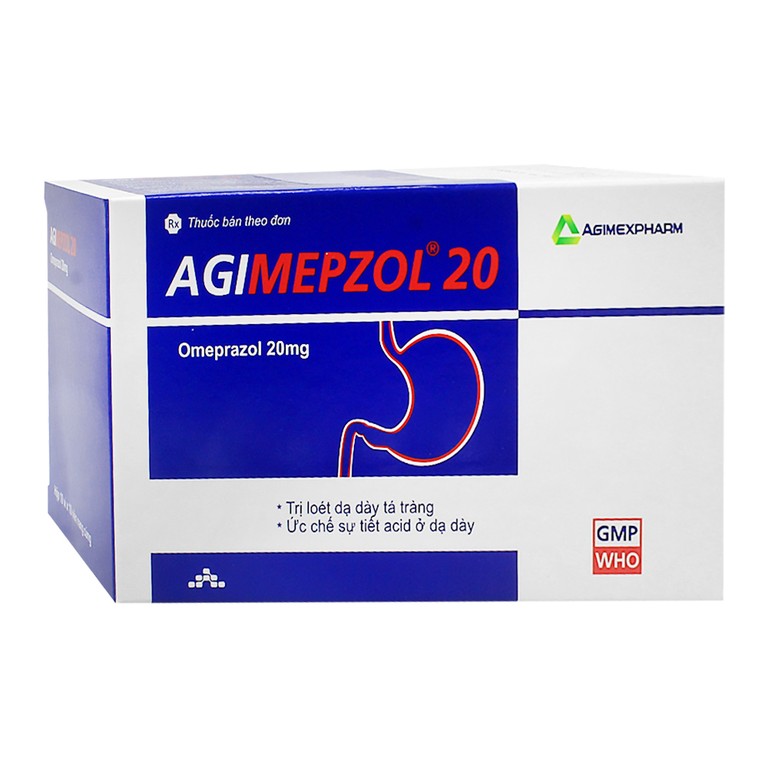 Thuốc Agimepzol 20 Agimexpharm điều trị trào ngược dịch dạ dày - thực quản, loét dạ dày (6 vỉ x 10 viên)