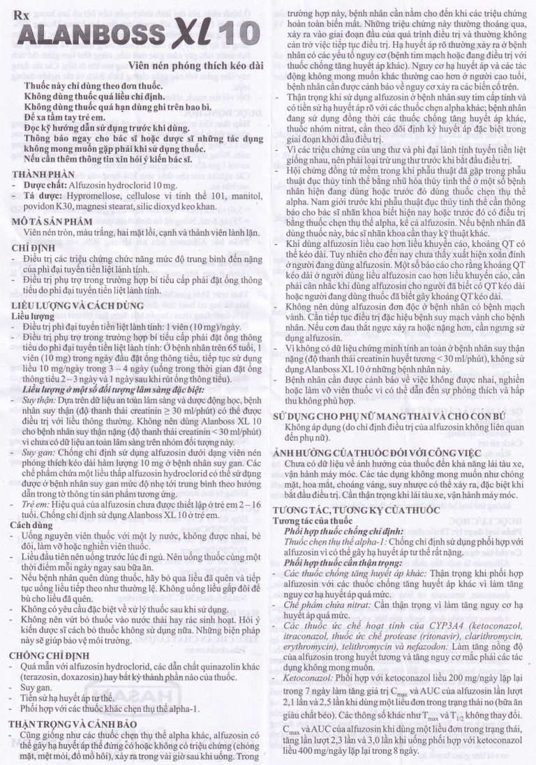 Thuốc AlanBoss XL 10 Hasan điều trị các triệu chứng của phì đại tuyến tiền liệt lành tính (3 vỉ x 10 viên)