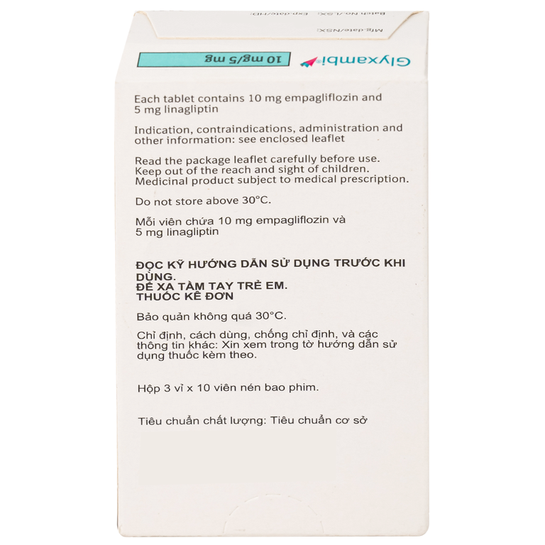 Thuốc Glyxambi 10mg/5mg Boehringer điều trị đái tháo đường típ 2 (3 vỉ x 10 viên)
