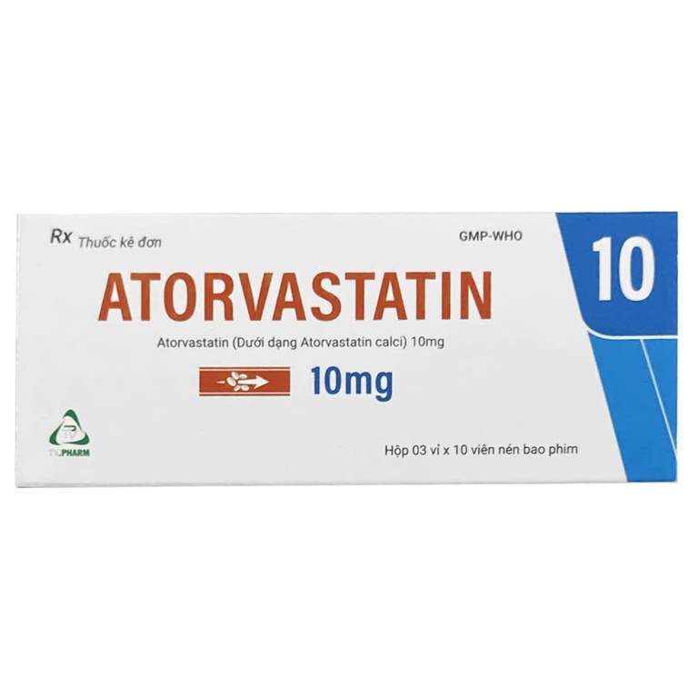 Thuốc Atorvastatin 10mg TV.Pharm điều trị tăng cholesterol toàn phần, LDL-cholesterol (3 vỉ x 10 viên)