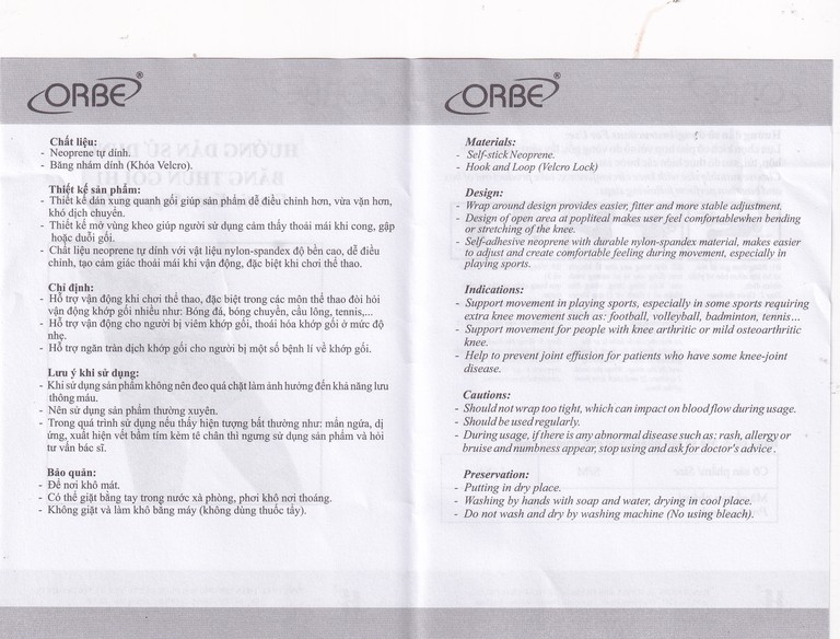 Băng thun gối H1 màu đen size S/M Orbe hỗ trợ vận động khi chơi thể thao