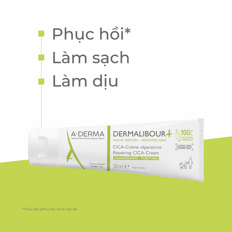 Kem bôi A-Derma Dermalibour+ Crème sát khuẩn phục hồi da (50ml)