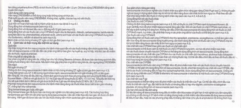 Thuốc Cresemba 100mg Pfizer điều trị nhiễm nấm Aspergillus xâm lấn và nhiễm nấm Mucorales (2 vỉ x 7 viên)