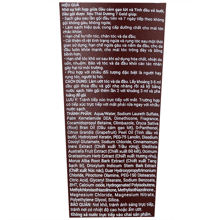 Dầu gội dược liệu Thái Dương 7 Gold hỗ trợ giảm gàu, ngứa và tóc gãy rụng (200ml)