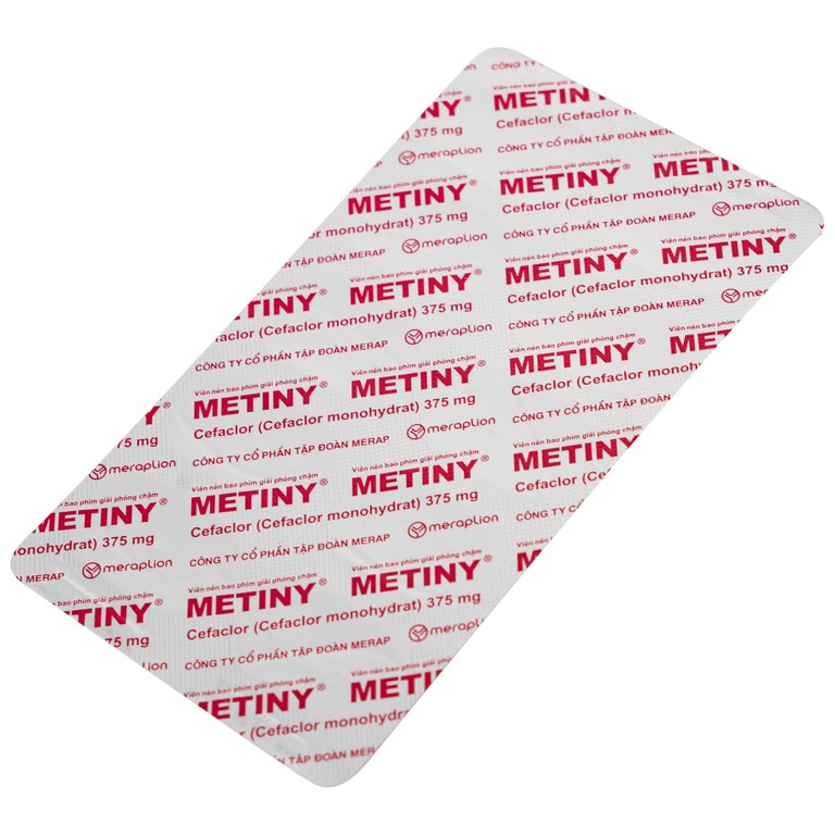 Thuốc Metiny 375mg Merap Group điều trị các bệnh lý nhiễm trùng viêm phế quản cấp (1 vỉ x 10 viên)