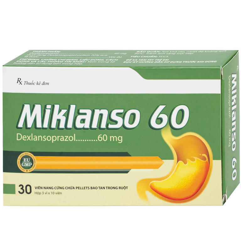 Thuốc Miklanso 60mg Hdpharma điều trị viêm thực quản có trợt loét (3 vỉ x 10 viên)