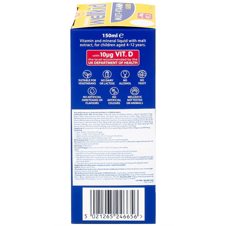 Siro WellKid Multi-Vitamin Liquid bổ sung vitamin, khoáng chất cho trẻ em (150ml)