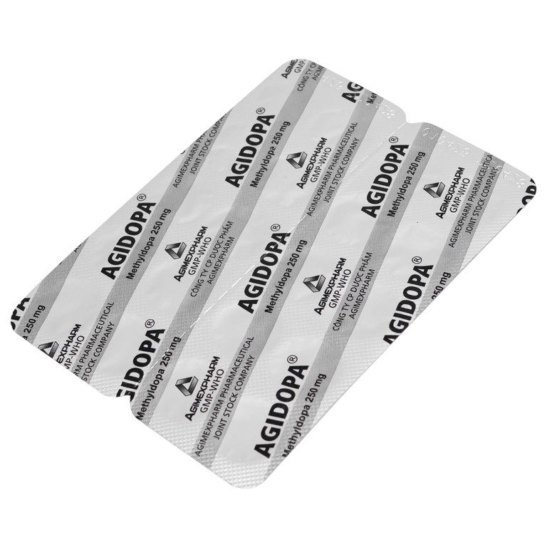 Thuốc Agidopa 250mg Agimexpharm điều trị tăng huyết áp (10 vỉ x 10 viên)