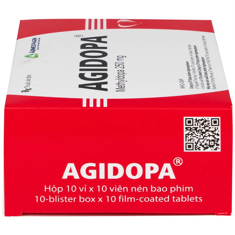 Thuốc Agidopa 250mg Agimexpharm điều trị tăng huyết áp (10 vỉ x 10 viên)