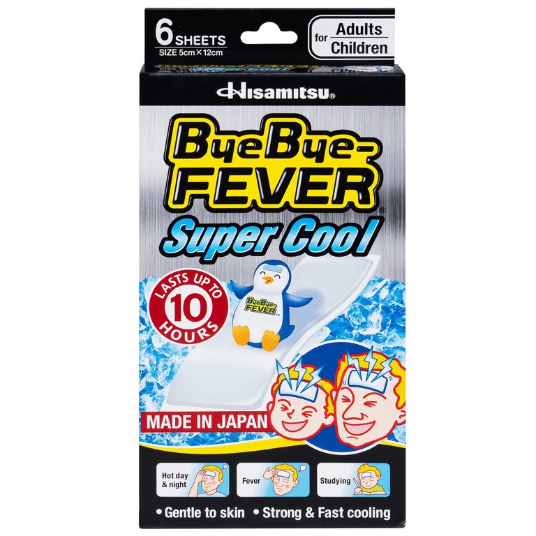 Miếng dán hạ sốt Bye Bye Fever Super Cool dùng cho trẻ từ 10 tuổi và người lớn (3 gói x 2 miếng)