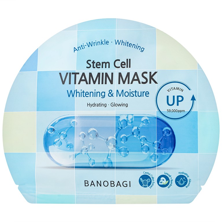 Mặt nạ cấp ẩm Banobagi Stem Cell Vitamin Mask Whitening và Moisture dưỡng sáng da (30g)