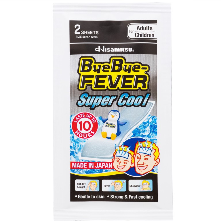 Miếng dán hạ sốt Bye Bye Fever Super Cool dùng cho trẻ từ 10 tuổi và người lớn (3 gói x 2 miếng)