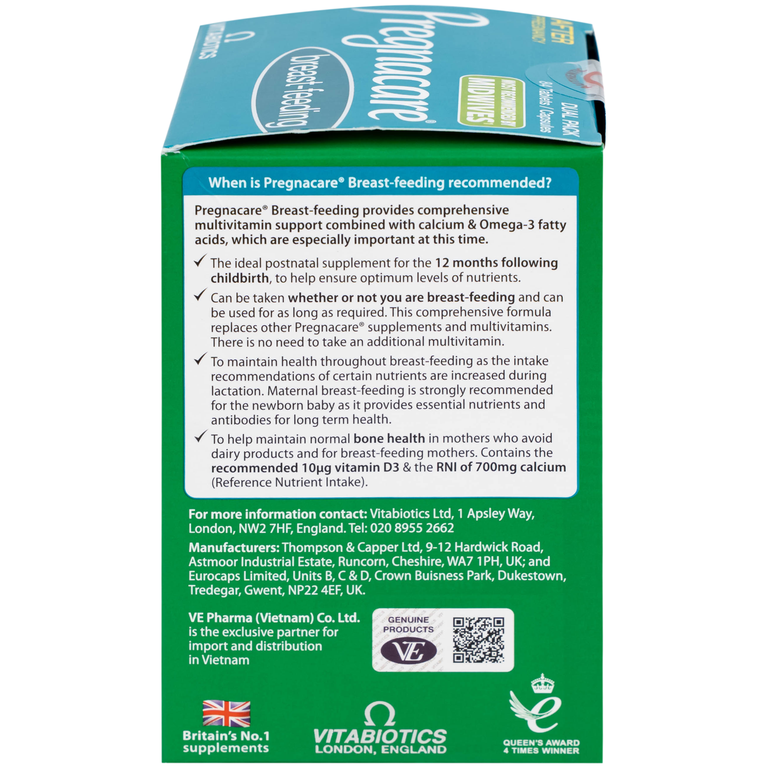 Viên uống Pregnacare Breast Feeding Vitabiotics bổ sung vitamin và khoáng chất cho phụ nữ cho con bú (6 vỉ x 14 viên)