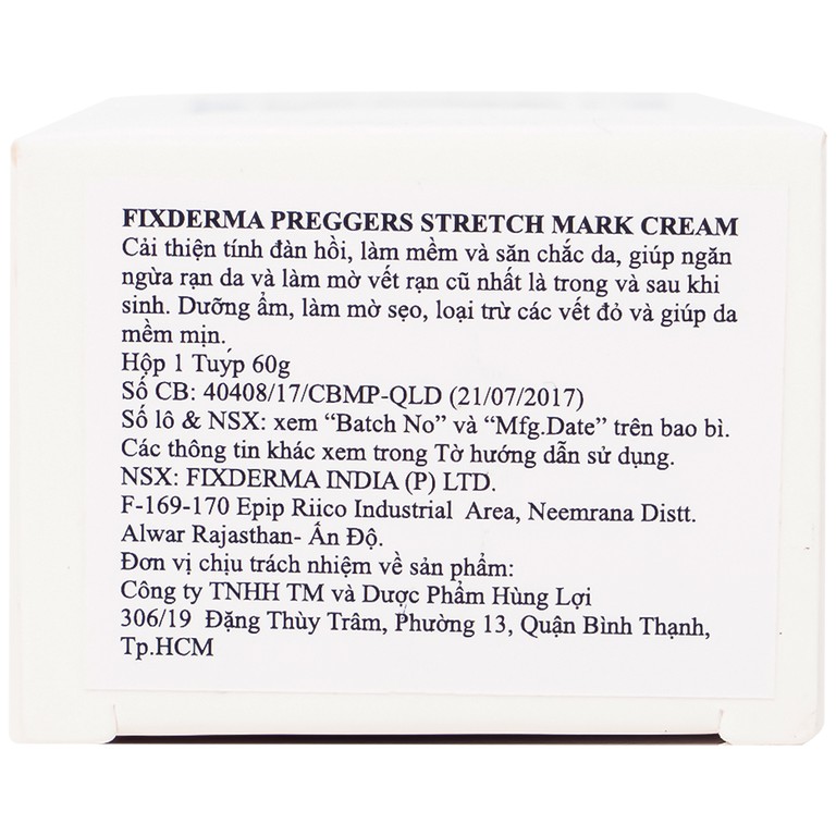 Kem bôi Fixderma Pregger's Stretch Mark Cream hỗ trợ giảm thiểu rạn da cho bà bầu (60g)