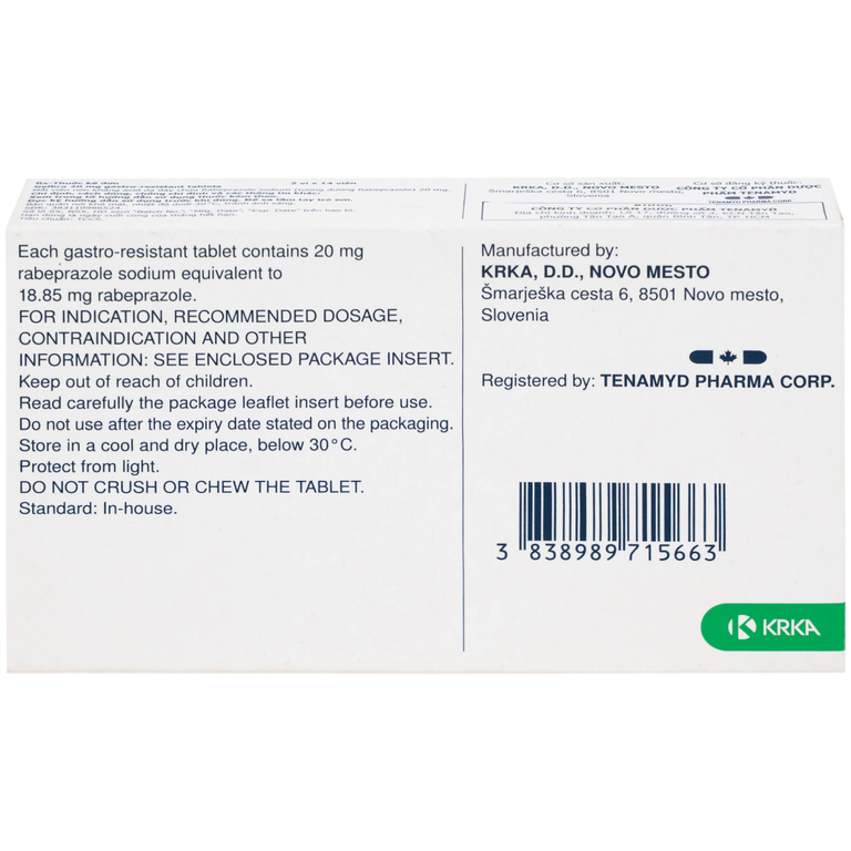 Thuốc Gelbra 20mg KRKA điều trị các bệnh về dạ dày-tá tràng và trào ngược (2 vỉ x 14 viên)