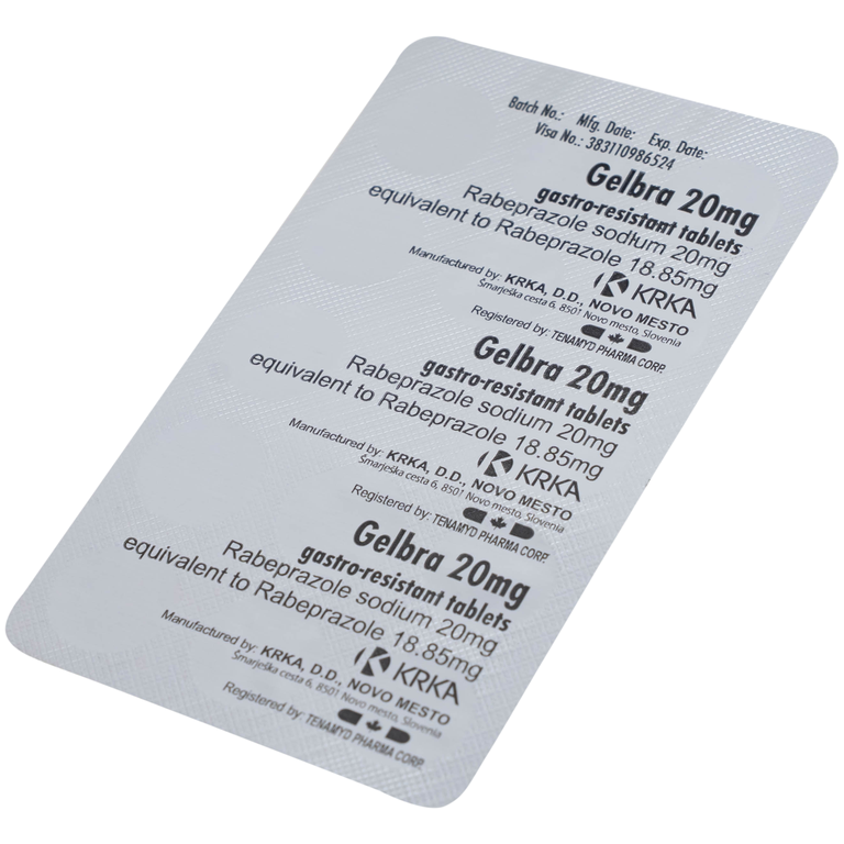 Thuốc Gelbra 20mg KRKA điều trị các bệnh về dạ dày-tá tràng và trào ngược (2 vỉ x 14 viên)