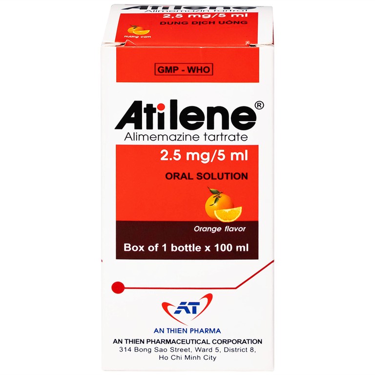 Thuốc Atilene 2,5mg/5ml An Thiên điều trị các bệnh hô hấp, viêm mũi, hắt hơi, sổ mũi (100ml)