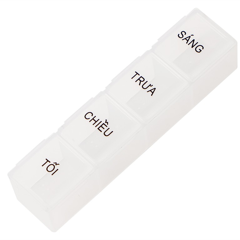 Hộp phân liều thuốc 4-Hole Pillbox PT Medical 4 ngăn dài, nhỏ gọn, tiện dụng (1 cái)