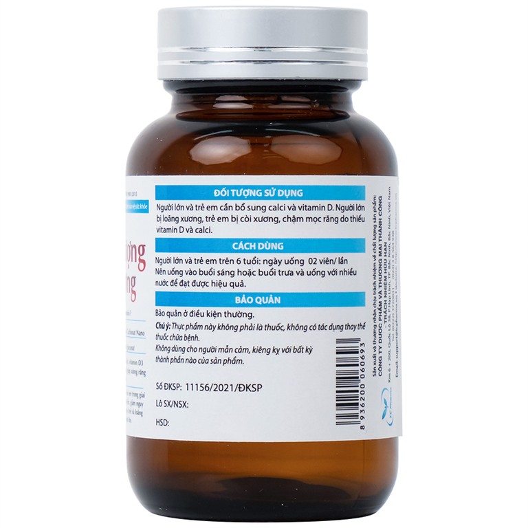 Viên uống Calci Nano Hải Thượng Vương bổ sung Calci, vitamin D3 cho cơ thể (60 viên)