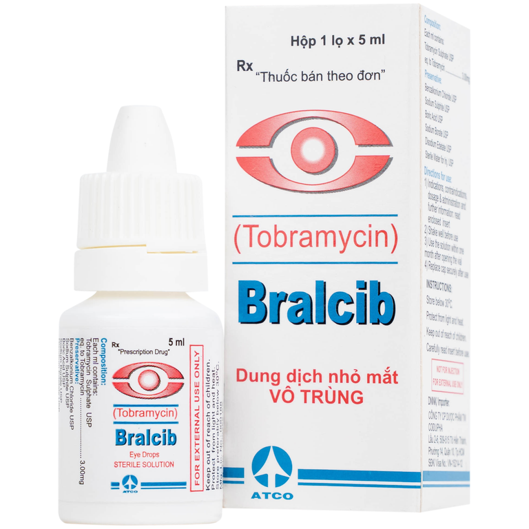 Thuốc Bralcib 3mg Atco điều trị các nhiễm khuẩn phần ngoài mắt do vi khuẩn nhạy cảm (5ml)
