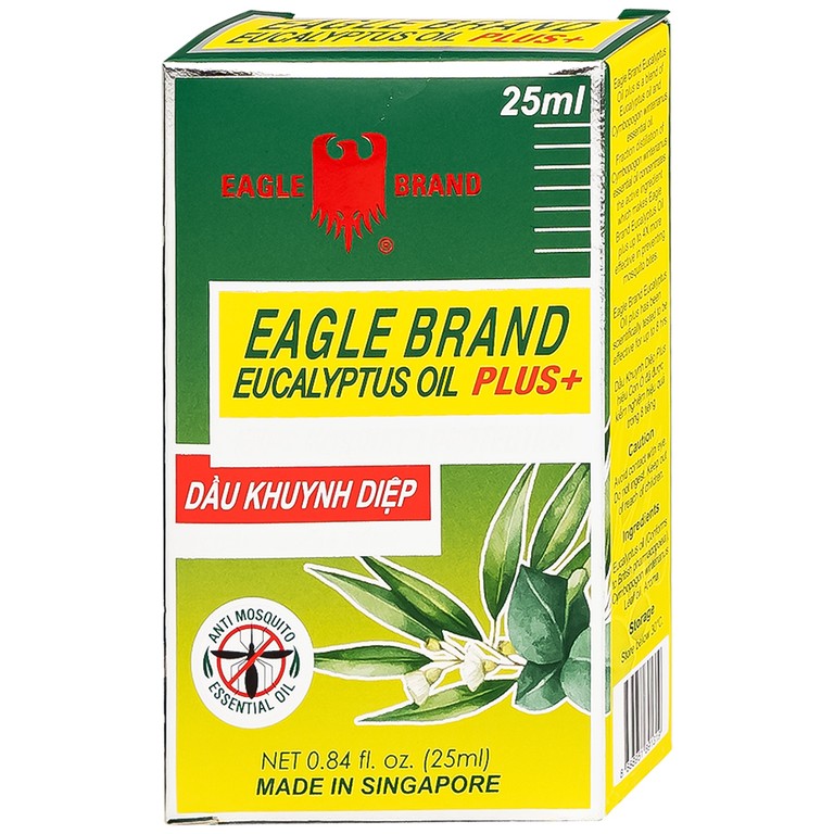 Dầu khuynh diệp con ó Eagle Brand Eucalyptus Oil Plus+ 25ml chống muỗi 8 tiếng, điều trị cảm cúm